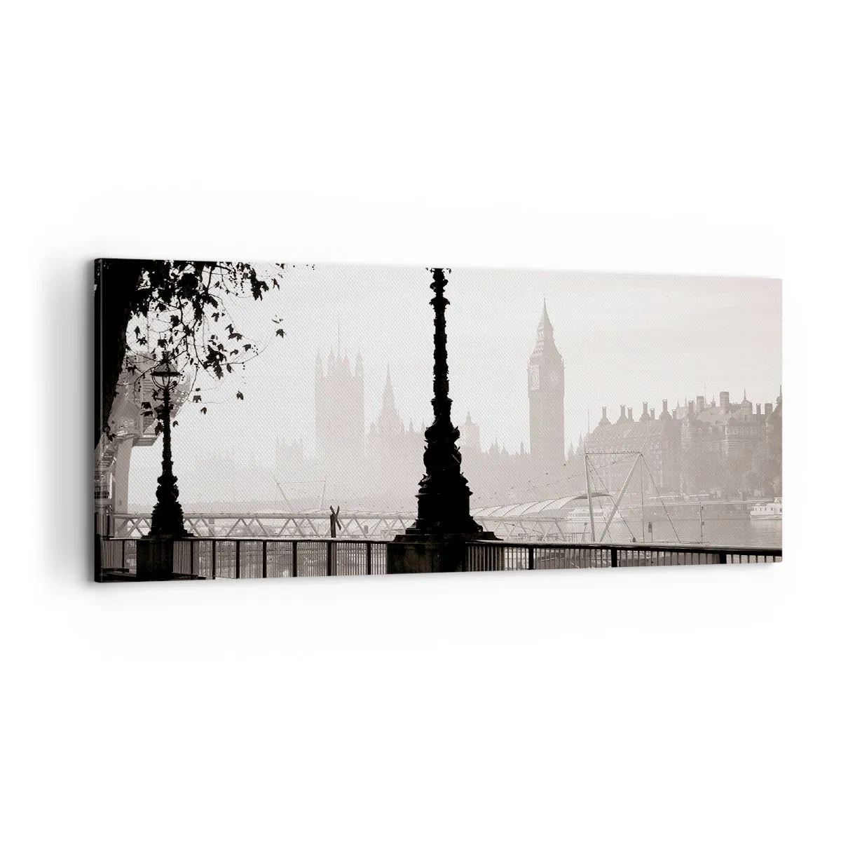 Cuadro sobre lienzo - Impresión de Imagen - La mañana de Londres - 100x40 cm