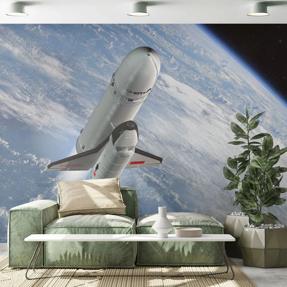 Fotomural Premium Canvas - Ascensión cósmica - Cosmos, Sputnik, un cohete espacial - 500x350 cm