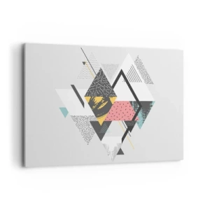 Cuadro sobre lienzo - Impresión de Imagen - Patrones geométricos sobre un fondo claro - 100x70cm - Una variación del triángulo y el rombo - Decoración de pared moderna para salón y dormitorio ARTTOR