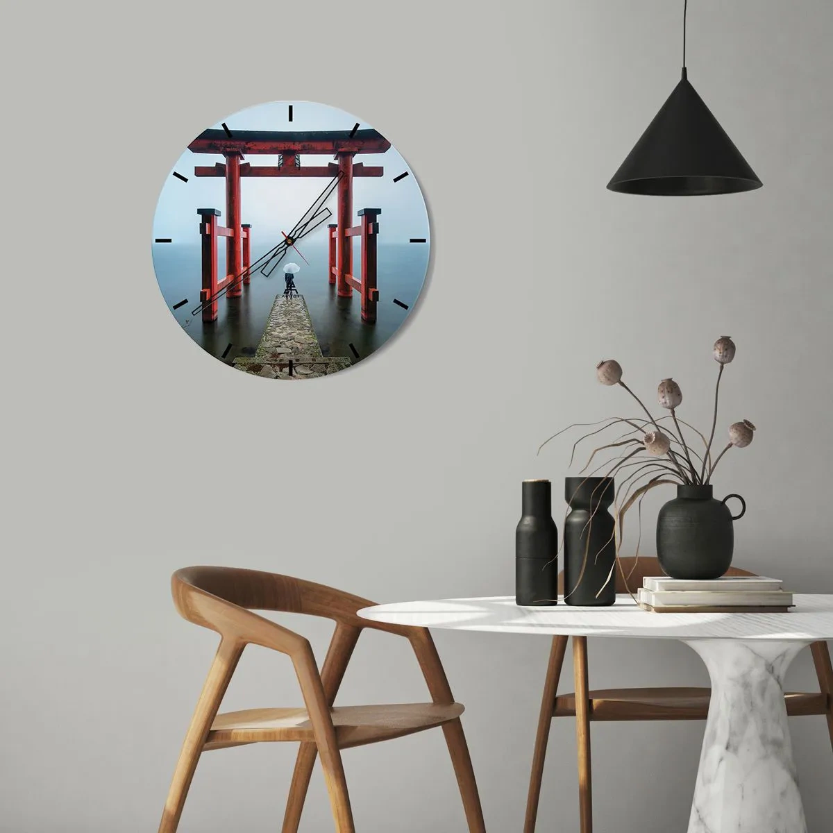 Reloj de pared - Reloj de vidrio - Ensueño japonés - 40x40 cm