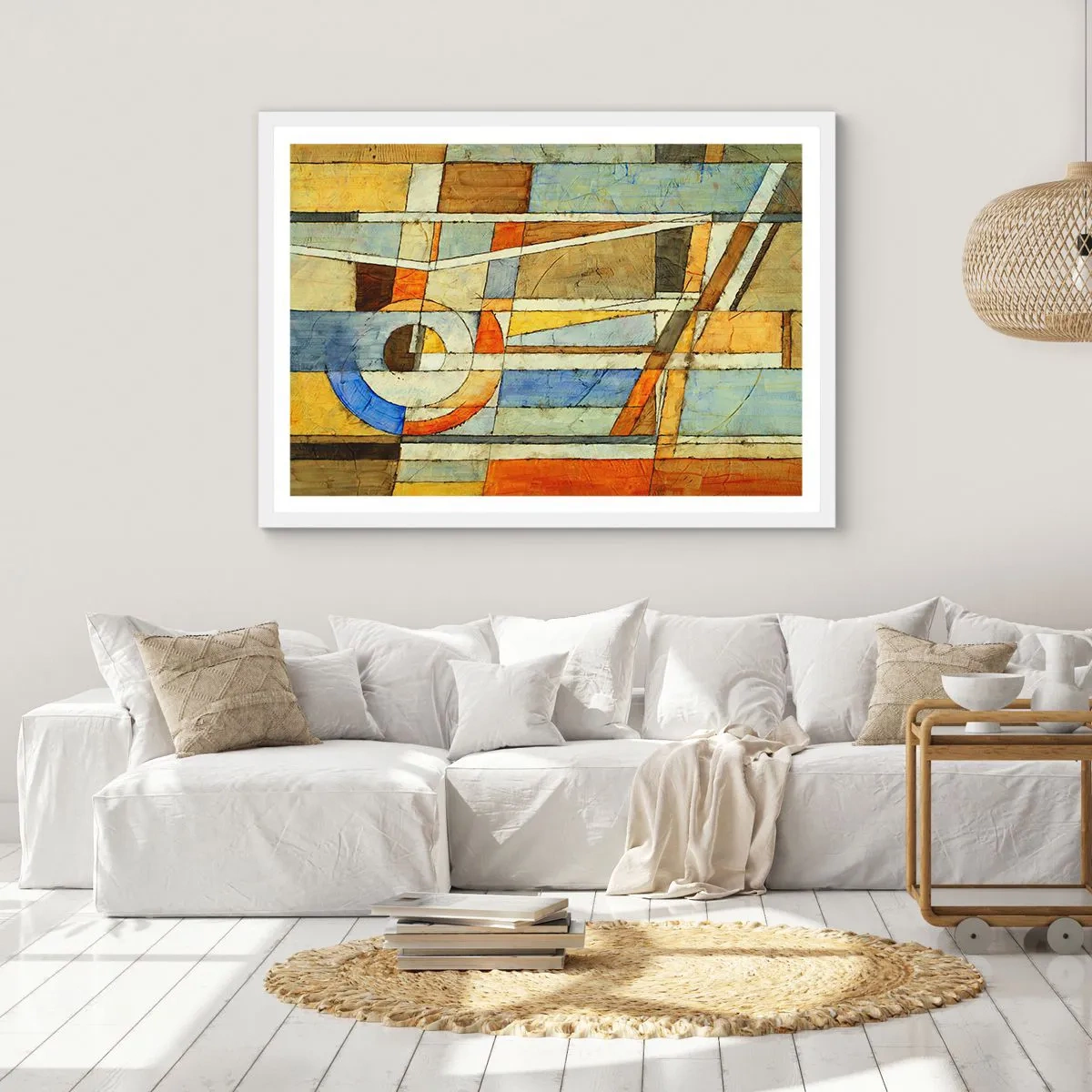 Póster en marco blanco - Cubismo en una obra - 70x50 cm