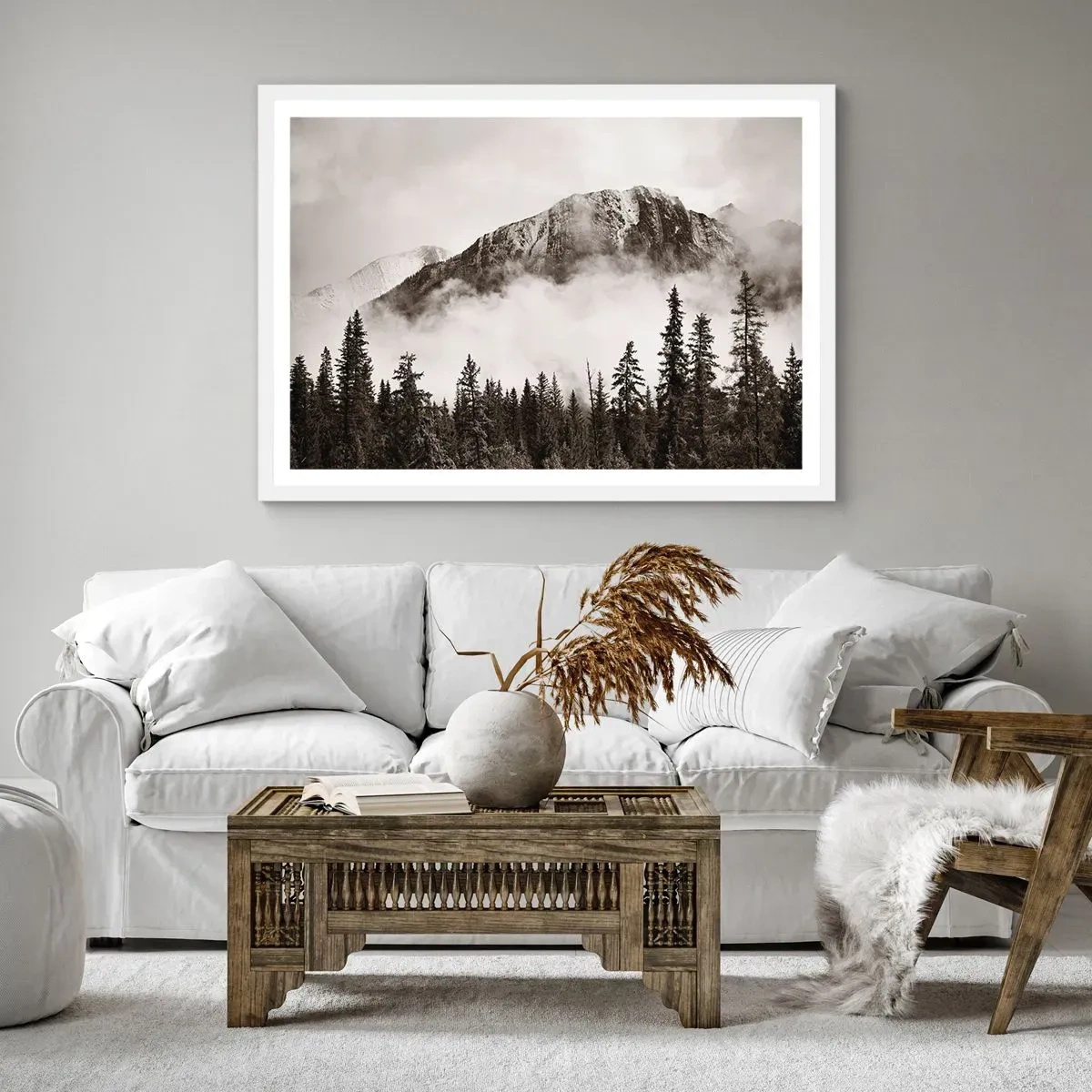 Póster en marco blanco - Gobernante de granito - 100x70 cm