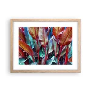 Póster en marco roble claro - Un matorral de colores - 40x30 cm