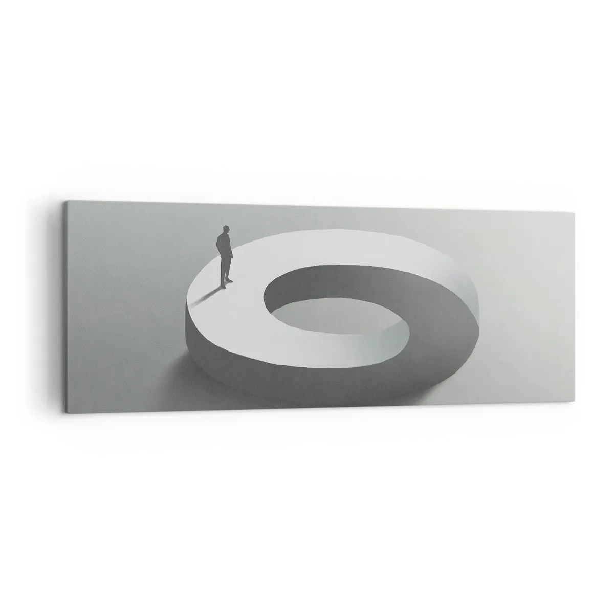 Cuadro sobre lienzo - Impresión de Imagen - Un hombre sobre una estructura gris y abstracta. - 140x50cm - Ser sabio no es una labor sencilla - Decoración de pared moderna para salón y dormitorio ARTTOR