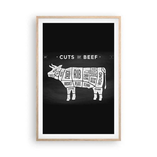 Póster en marco roble claro - Manual del carnicero - 61x91 cm