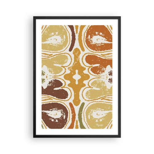 Póster en marco negro - Abstracción simétrica en tonos terrosos cálidos. - 50x70cm - Abstracción sentimental - Decoración de pared moderna para salón y dormitorio ARTTOR