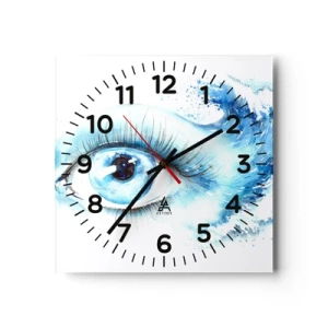 Reloj de pared - Reloj de vidrio - Sumérgete en el azul de tu mirada - 40x40 cm