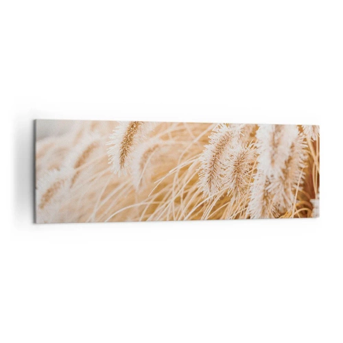 Cuadro sobre lienzo - Impresión de Imagen - Primer plano de hierbas delicadas y doradas a la luz del sol. - 160x50cm - El dorado susurro de las hierbas - Decoración de pared moderna para salón y dormitorio ARTTOR