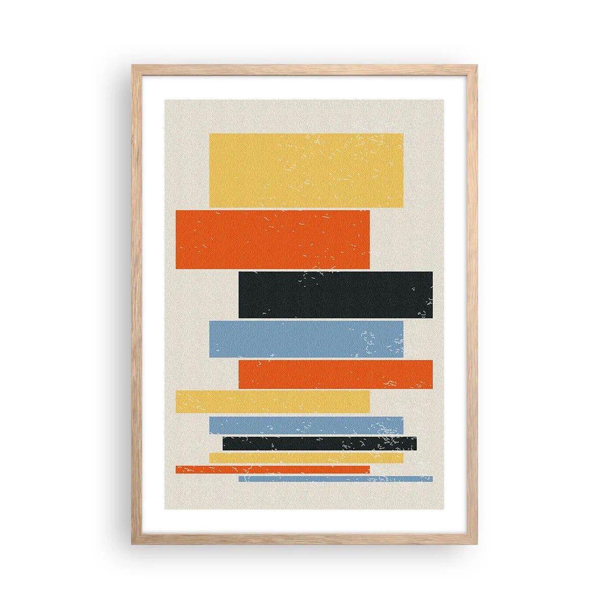 Póster en marco roble claro - Barras multicolor - 50x70 cm