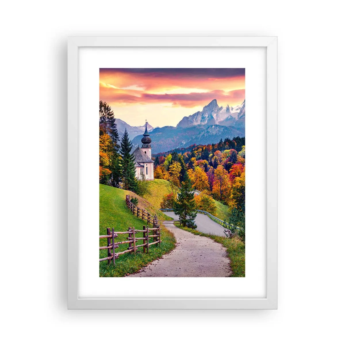 Póster en marco blanco - Paisaje como una pintura - 30x40 cm