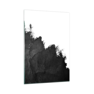 Cuadro sobre vidrio - Impresiones sobre Vidrio - Abstracción en blanco y negro con pinceladas contrastantes. - 80x120cm - Elementos: tierra - Decoración de pared moderna para salón y dormitorio ARTTOR