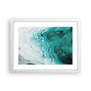 Póster en marco blanco - Disolución en blanco y turquesa - 40x30 cm