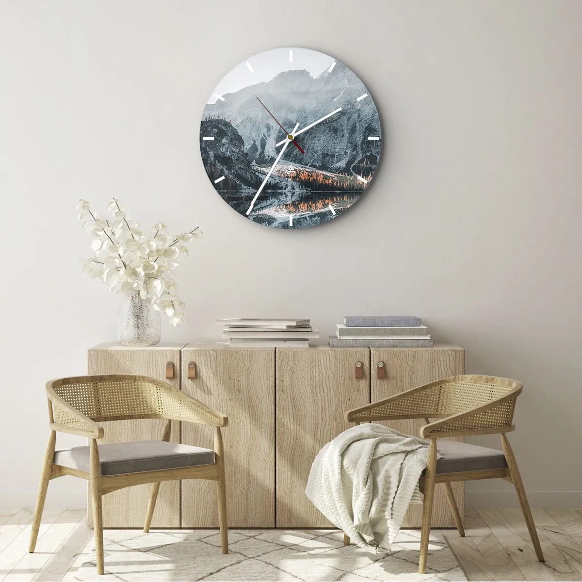 Reloj de pared - Reloj de vidrio - Paisaje en el espejo - 40x40 cm