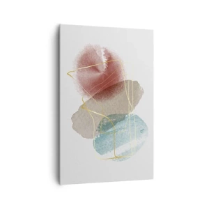 Cuadro sobre lienzo - Impresión de Imagen - Formas abstractas con colores delicados y líneas doradas. - 80x120cm - Abstracción coral del espacio - Decoración de pared moderna para salón y dormitorio ARTTOR