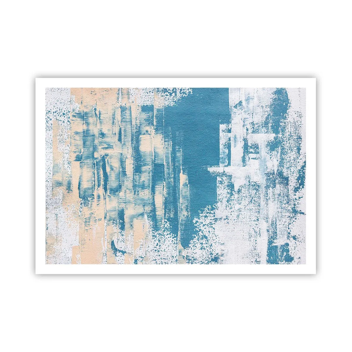 Póster - Composición abstracta en tonos azules y blancos. - 100x70cm - A través de un carámbano - Decoración de pared moderna para salón y dormitorio ARTTOR