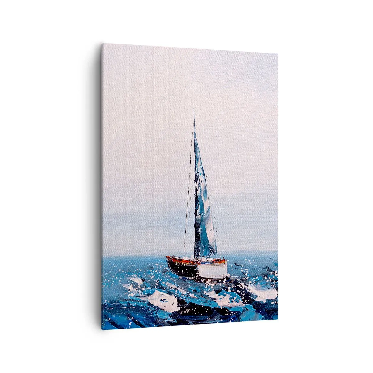 Cuadro sobre lienzo - Impresión de Imagen - Veleros en un mar tempestuoso en una composición pictórica - 70x100cm - Hermandad del viento - Decoración de pared moderna para salón y dormitorio ARTTOR