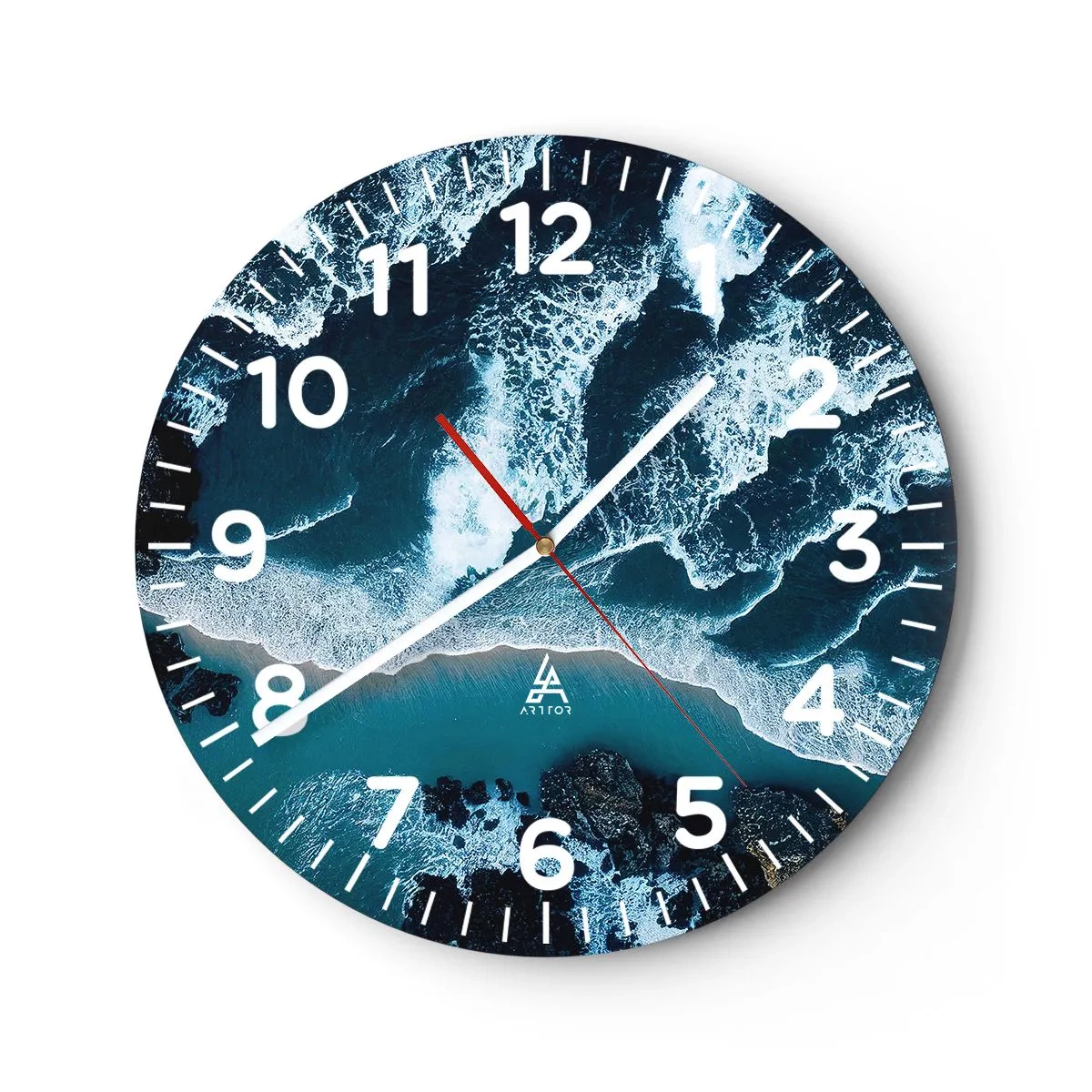 Reloj de pared - Reloj de vidrio - Rodeadas por las olas - 40x40 cm
