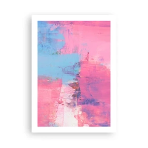 Póster - Composición abstracta en tonos rosa y azul. - 50x70cm - Rosa, azul y una pizca de luz - Decoración de pared moderna para salón y dormitorio ARTTOR