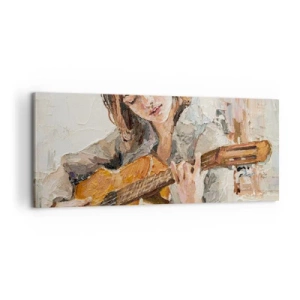 Cuadro sobre lienzo - Impresión de Imagen - Concierto de guitarra y corazón joven - 100x40 cm