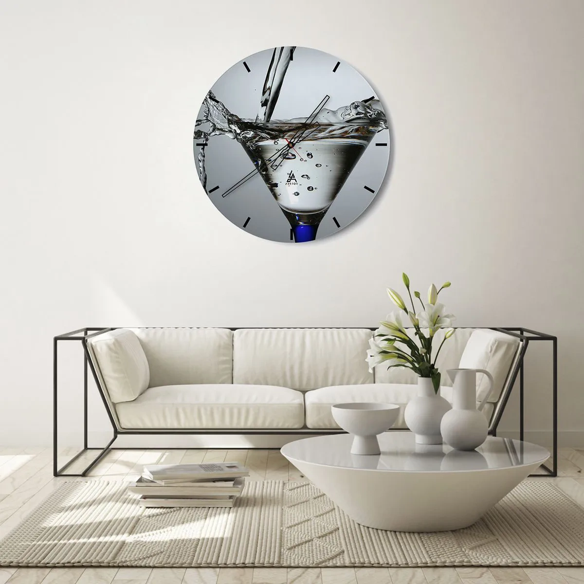 Reloj de pared - Reloj de vidrio - Un vaso lleno de agua salpicada. - 30x30cm - Sobre el borde de una taza - Decoración de pared moderna para salón, cocina y dormitorio ARTTOR