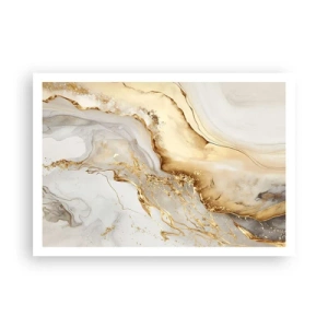 Póster - Patrones abstractos de oro y mármol sobre un fondo claro. - 100x70cm - Abstracción: belleza y bondad - Decoración de pared moderna para salón y dormitorio ARTTOR