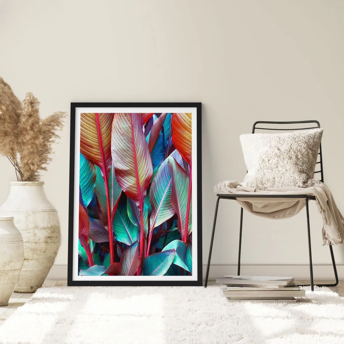 Póster en marco negro - Un matorral de colores - 61x91 cm