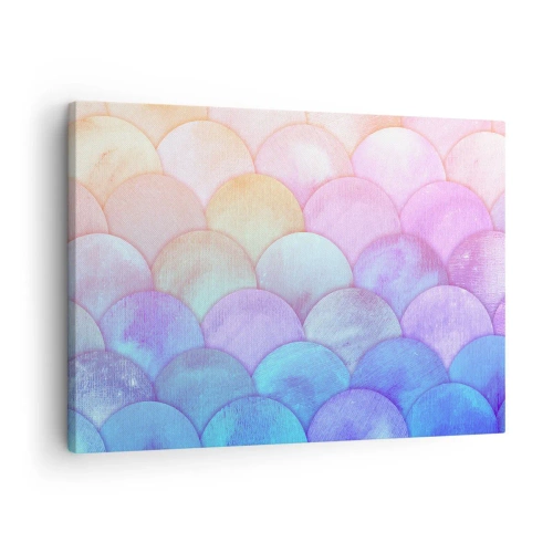 Cuadro sobre lienzo - Impresión de Imagen - Escamas abstractas en tonos pastel - 70x50cm - Concha de perla - Decoración de pared moderna para salón y dormitorio ARTTOR