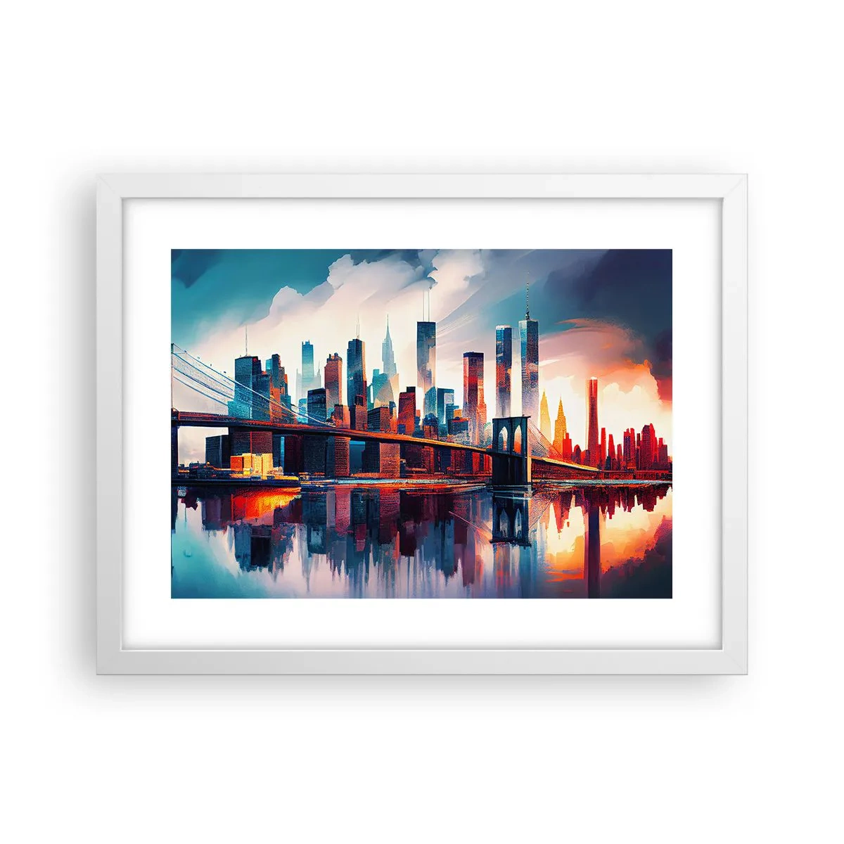 Póster en marco blanco - Nueva York siempre luce - 40x30 cm