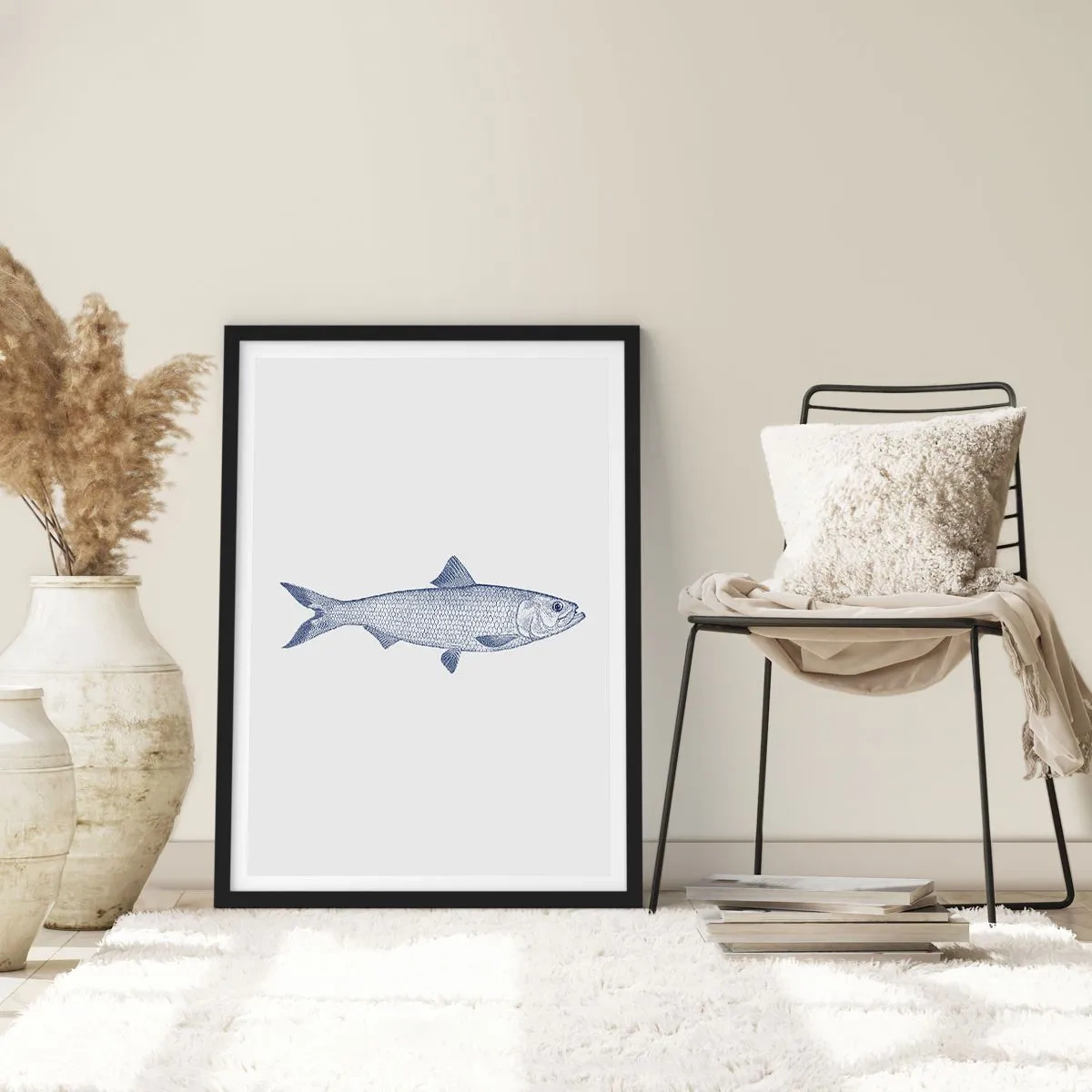 Póster en marco negro - Saludos desde los mares del norte - 30x40 cm