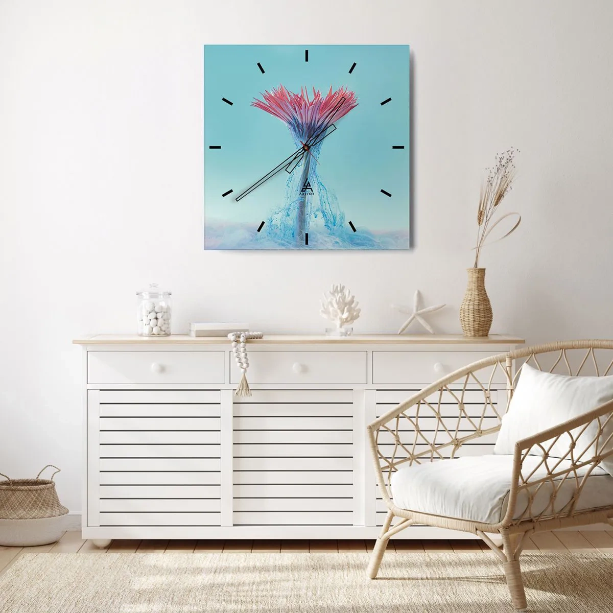 Reloj de pared - Reloj de vidrio - En un abrazo vigorizante - 40x40 cm