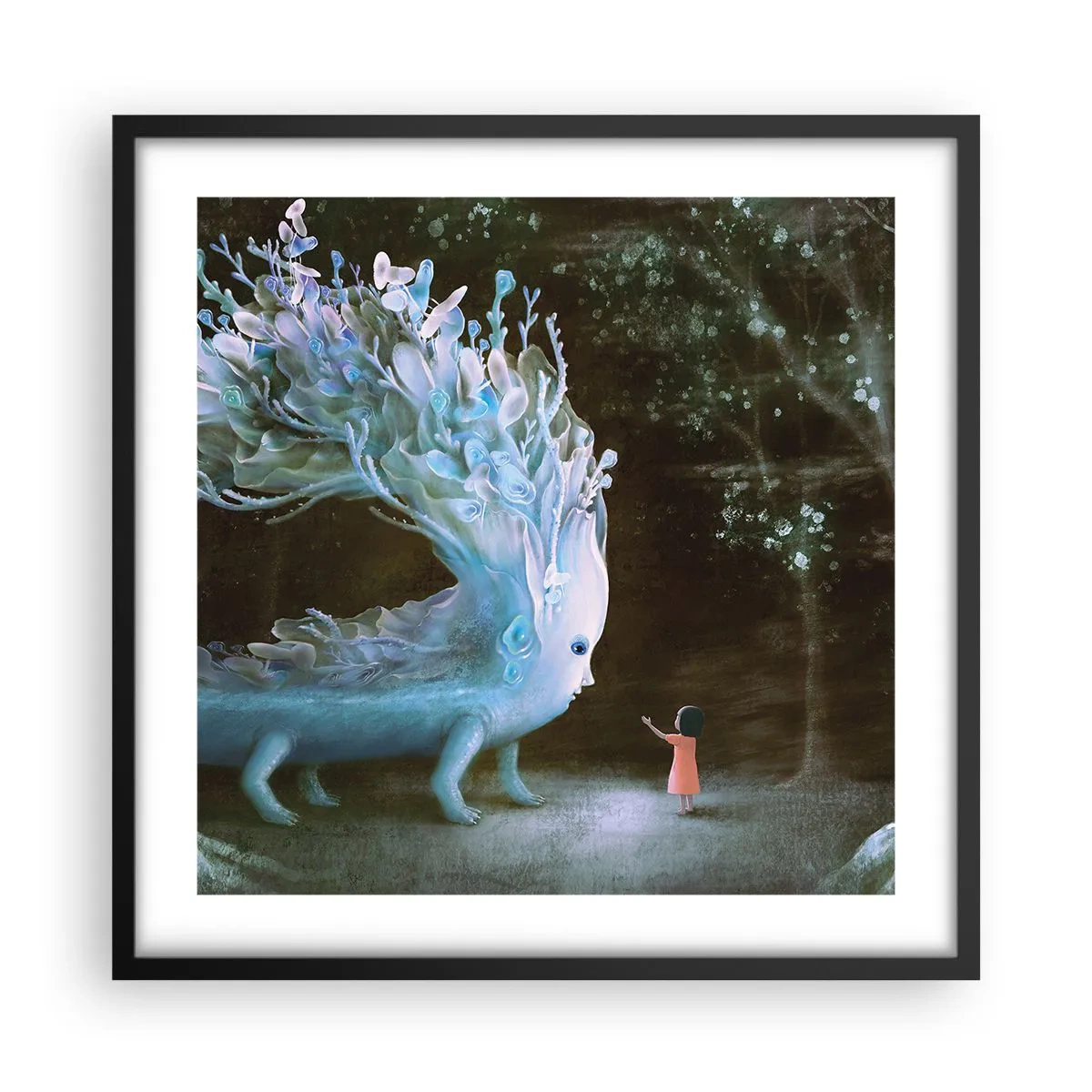 Póster en marco negro - Una reunión fantástica - 50x50 cm