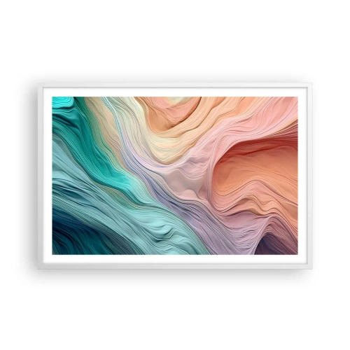Póster en marco blanco - Ola arco iris - 91x61 cm
