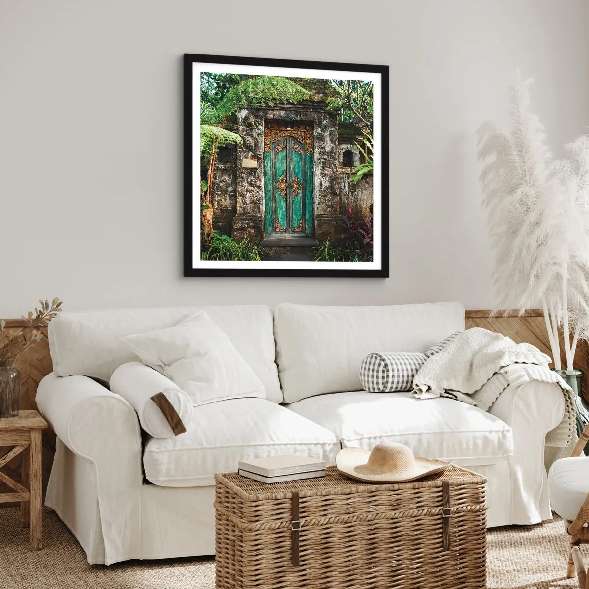 Póster en marco negro - Una puerta a un mundo exótico - 40x40 cm