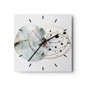 Reloj de pared - Reloj de vidrio - Abstracción minimalista con patrón geométrico y líneas doradas. - 30x30cm - El concepto del espacio - Decoración de pared moderna para salón y dormitorio ARTTOR