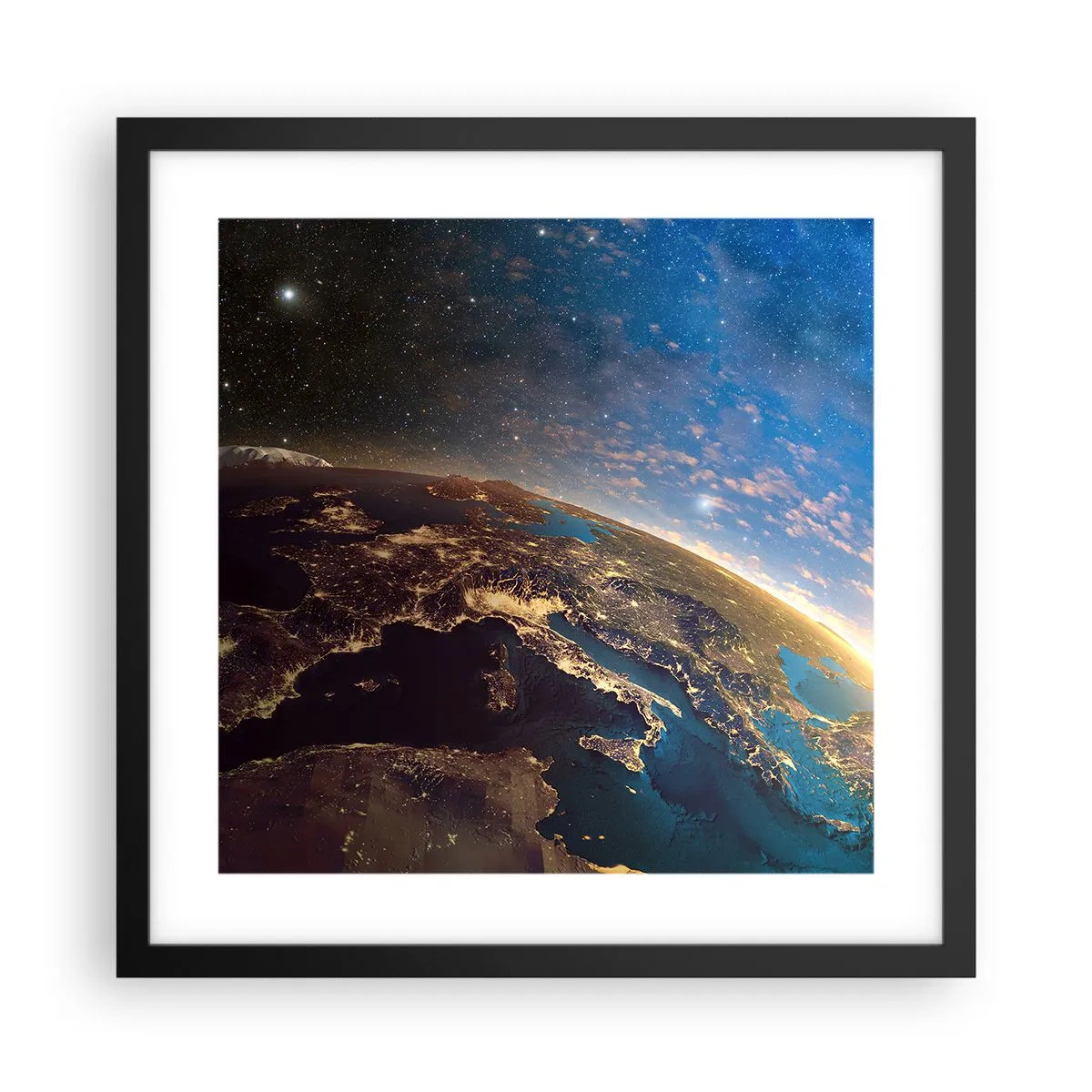 Póster en marco negro - Mirémonos a nosotros mismos desde la distancia - 40x40 cm