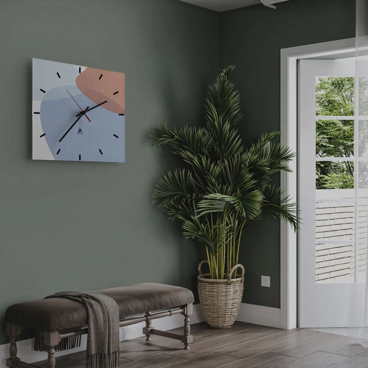 Reloj de pared - Reloj de vidrio - Relaciones en colores pastel - 40x40 cm