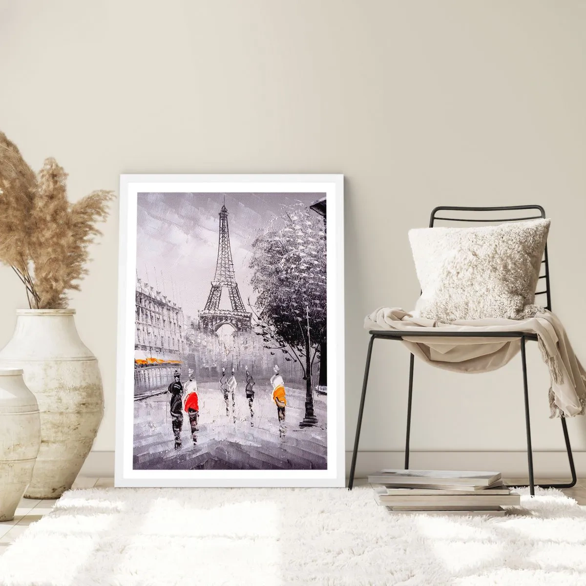 Póster en marco blanco - Un paseo parisino - 61x91 cm