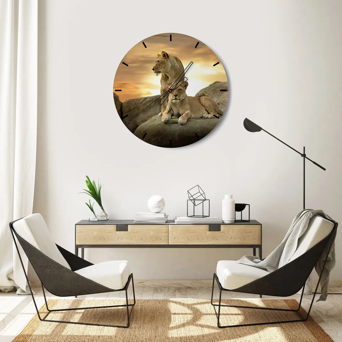 Reloj de pared - Reloj de vidrio - Majestuosidad real - 30x30 cm