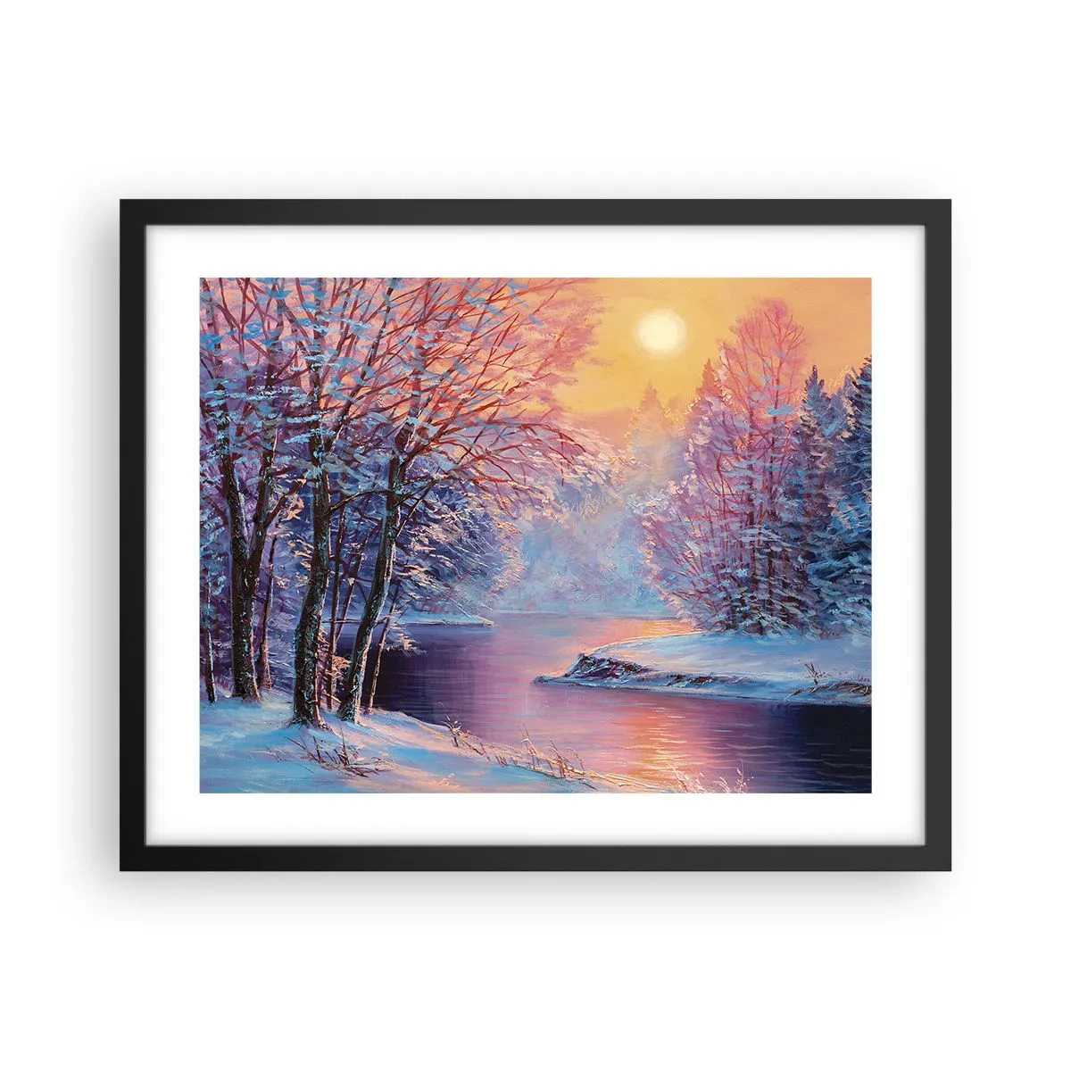 Póster en marco negro - Colores del invierno - 50x40 cm