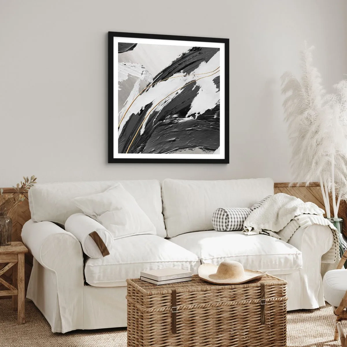 Póster en marco negro - Abstracción con estilo - 40x40 cm