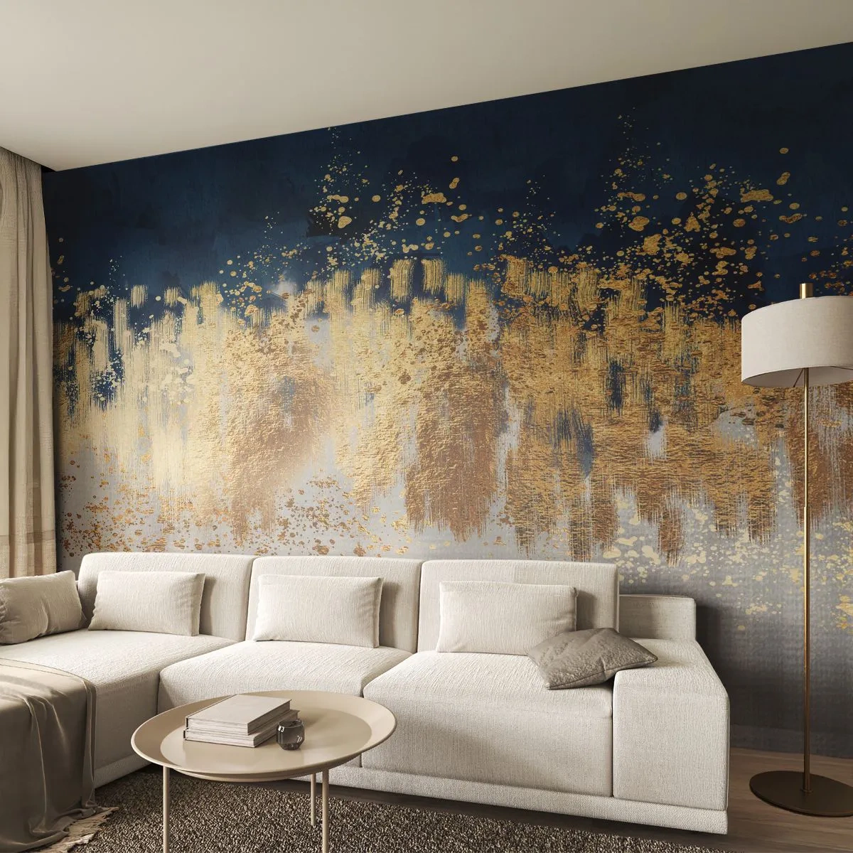 Fotomural Premium Sand - Composición moderna con chispas - Pedazo, Arte deco, Glamour - 150x105 cm
