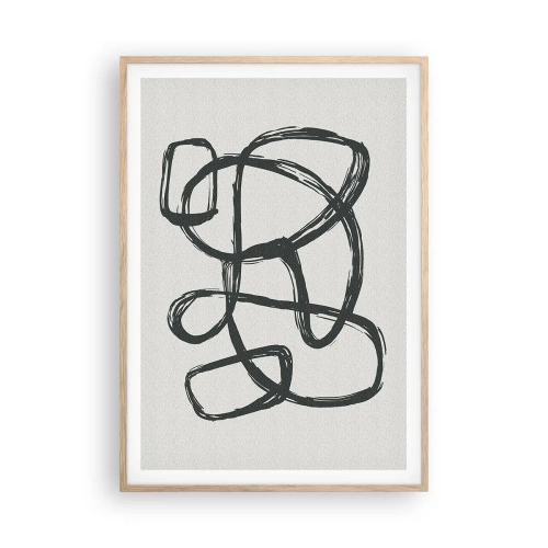 Póster en marco roble claro - Abstracción en bucle - 70x100 cm