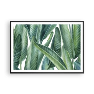 Póster en marco negro - Hojas verdes en un estilo botánico minimalista. - 100x70cm - Vegetación en estado puro - Decoración de pared moderna para salón y dormitorio ARTTOR