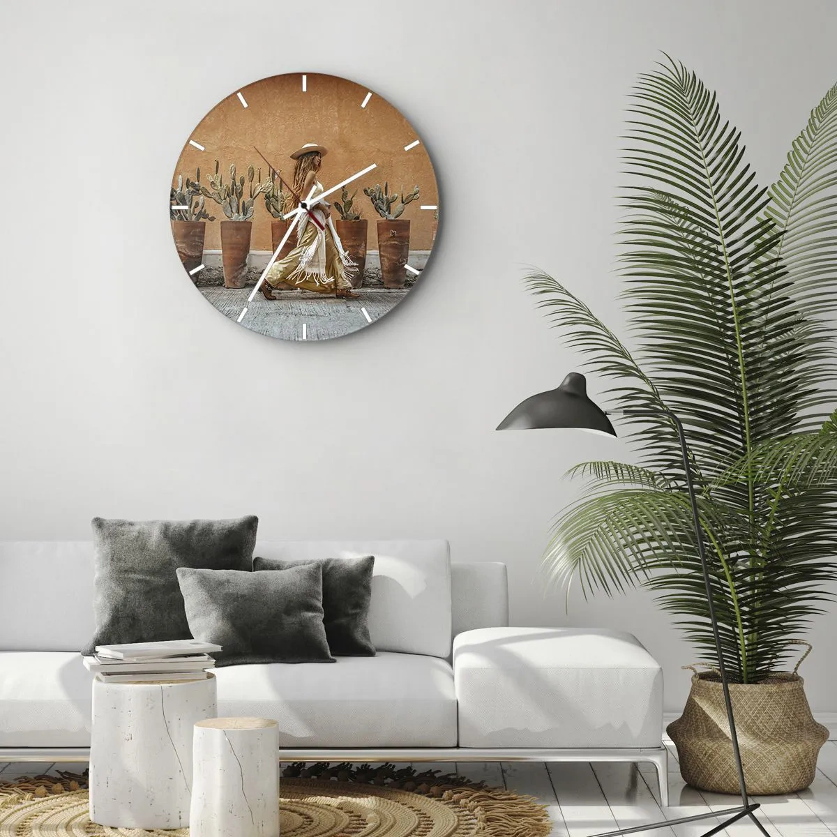 Reloj de pared - Reloj de vidrio - Estilo hippie - 40x40 cm