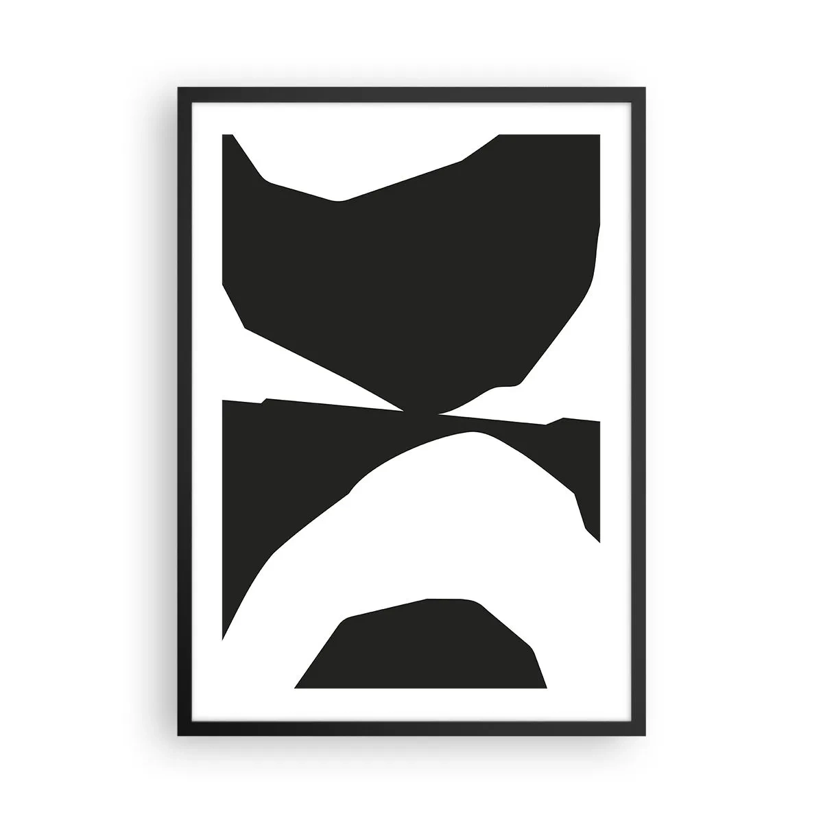 Póster en marco negro - Composición abstracta en blanco y negro - 50x70cm - Positivo-negativo - Decoración de pared moderna para salón y dormitorio ARTTOR