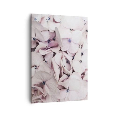 Cuadro sobre lienzo - Impresión de Imagen - Delicadas hortensias blancas en tonos pastel. - 50x70cm - En un torrente de flores - Decoración de pared moderna para salón y dormitorio ARTTOR