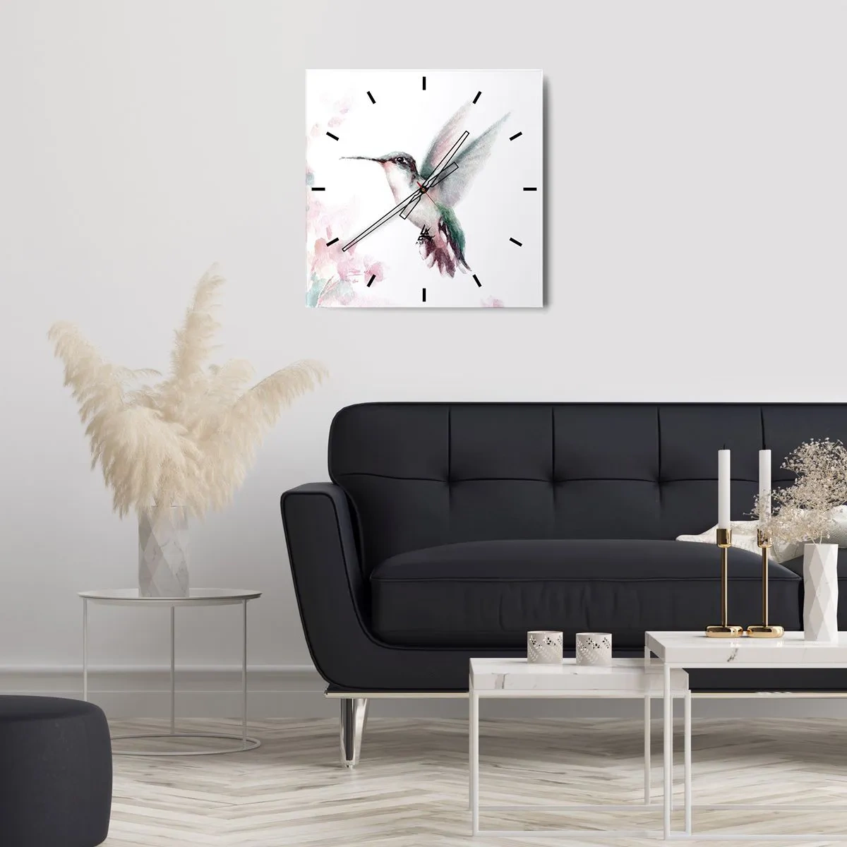Reloj de pared - Reloj de vidrio - Plasmando el aleteo - 40x40 cm