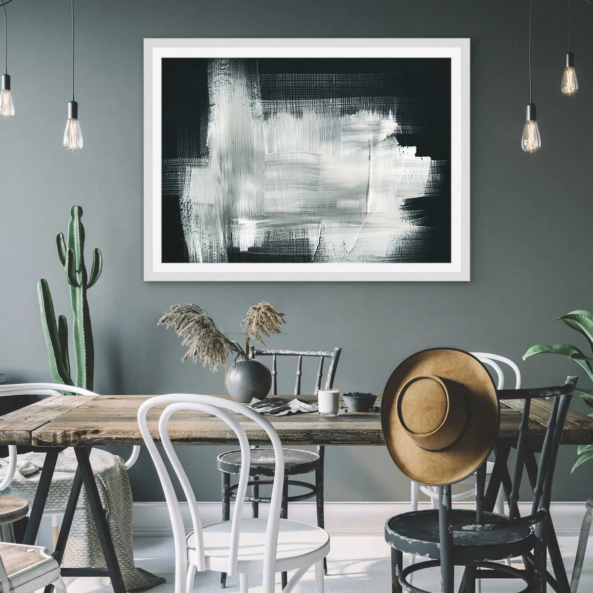 Póster en marco blanco - Tejido vertical y horizontal - 40x30 cm