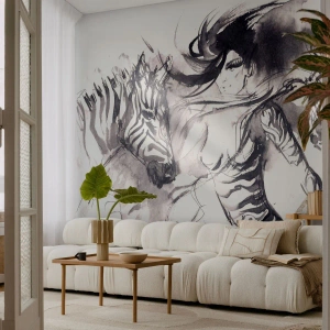 Fotomural Standard Eco - Bailando con las cebras - Abstracción, Mujer, costillas - 350x256 cm