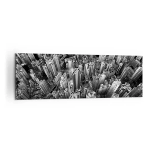 Cuadro sobre lienzo - Impresión de Imagen - Vista aérea de la ciudad en blanco y negro - 160x50cm - Cada vez más alto - Decoración de pared moderna para salón y dormitorio ARTTOR
